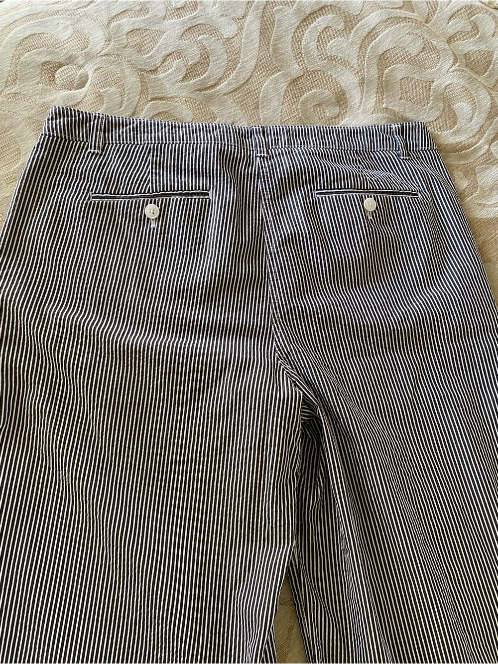 Talbots The Deck Pant Size 12 Navy White Striped Wide Leg Crop Cotton - Picture 8 of 13
